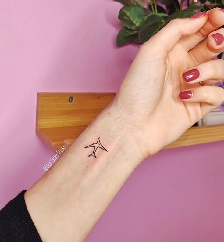Airplane Outline Small Tattoo Ideas For Women