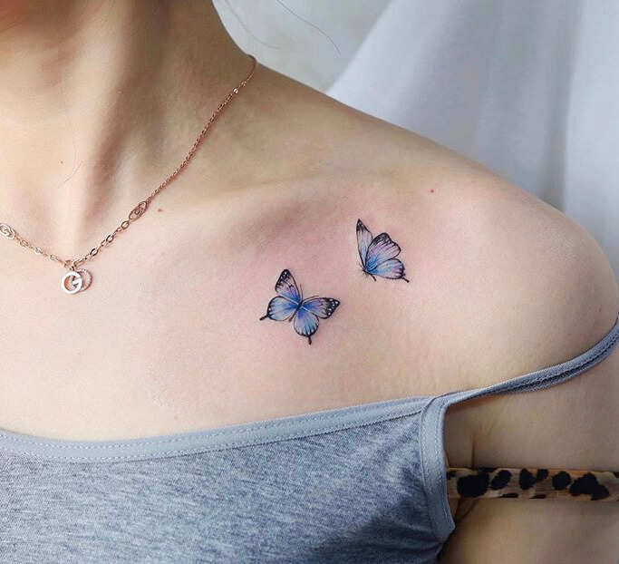 Blue Butterfly Small Tattoo Ideas For Women