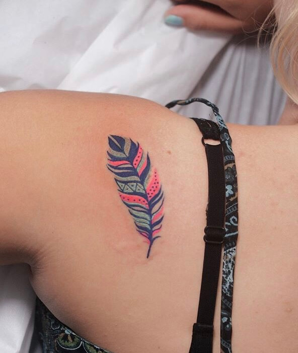 Color Feathers Small Tattoo Ideas For Women