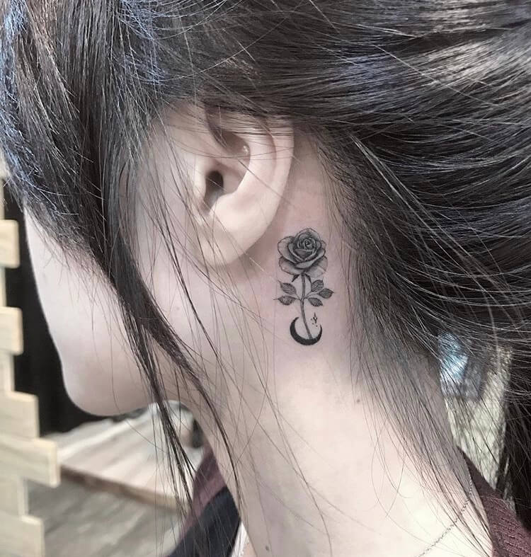 Roses And Moon Small Tattoo Ideas For Women