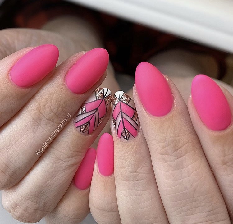 Bright pink creativity short nails