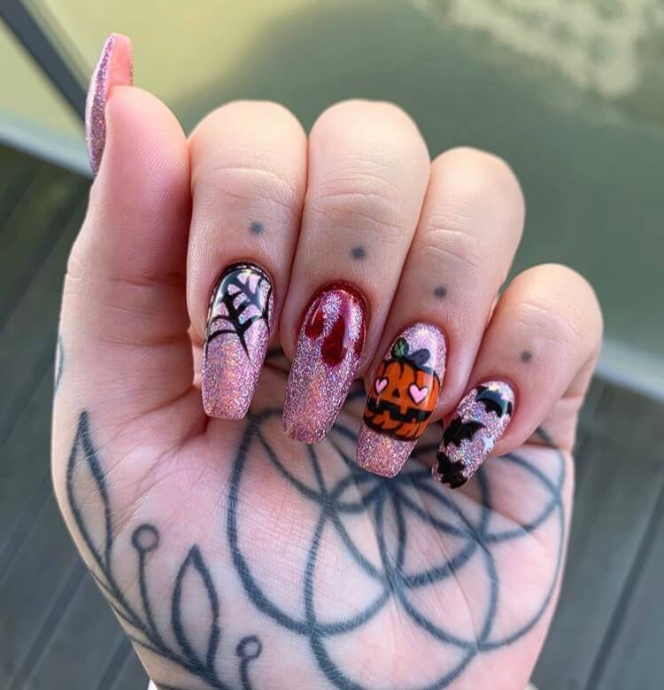 long acrylic Halloween nails