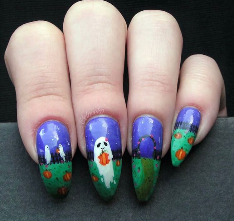 long acrylic Halloween nails