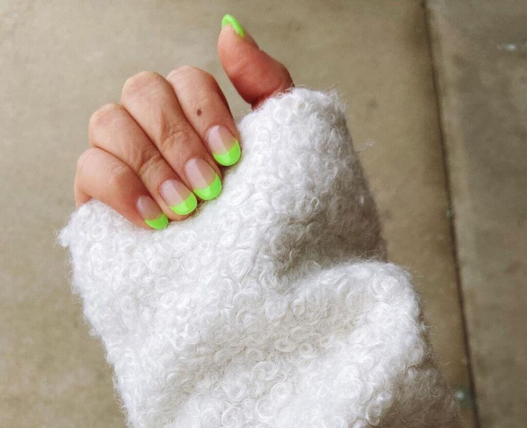 Fluorescent Green Almond Nails