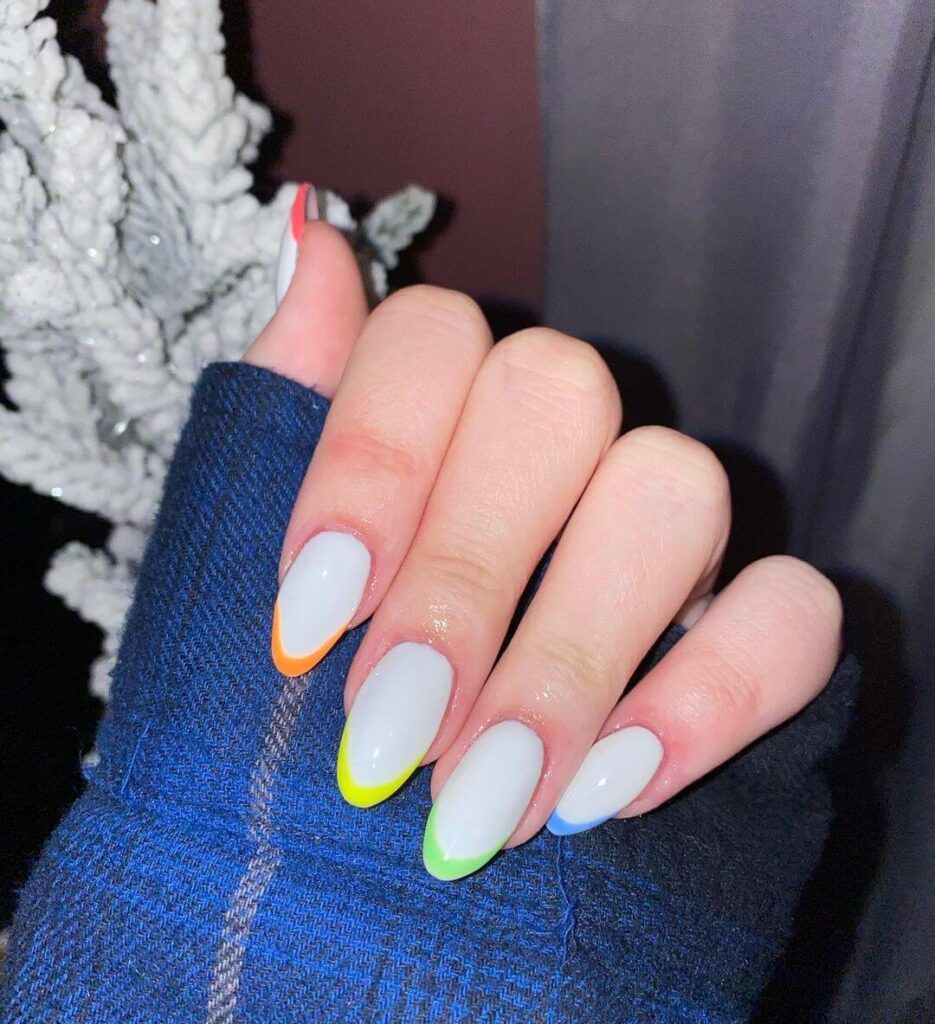 Rainbow Almond Nails