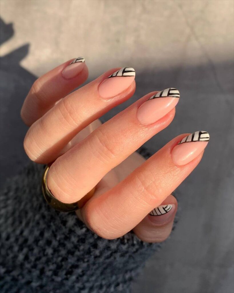 Zebra almond nails