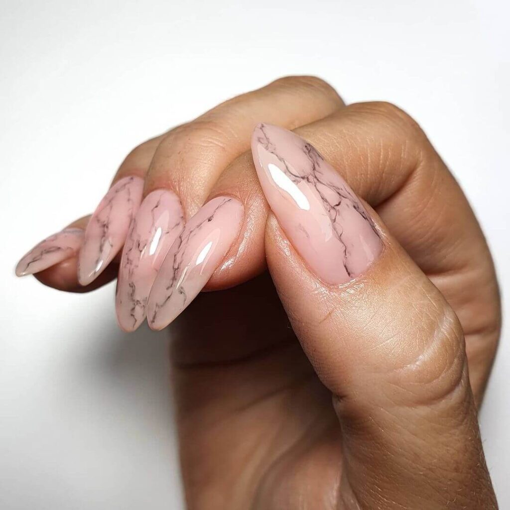 Simple marble almond nails