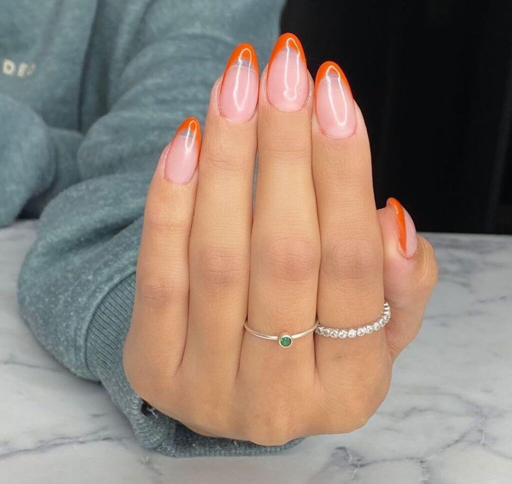 Orange almond nails