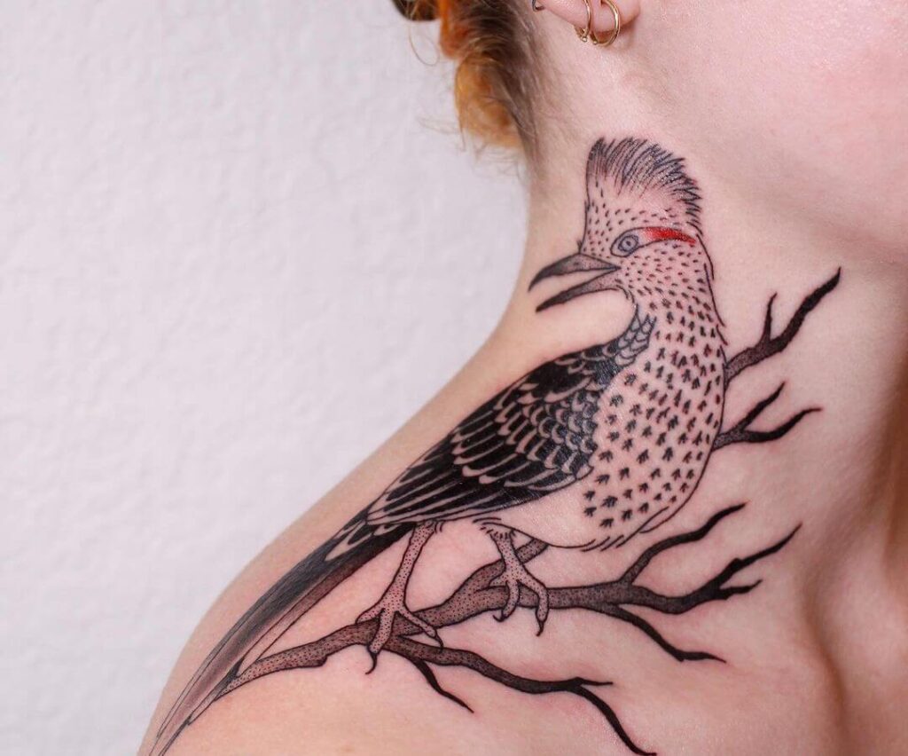 Bird neck tattoo