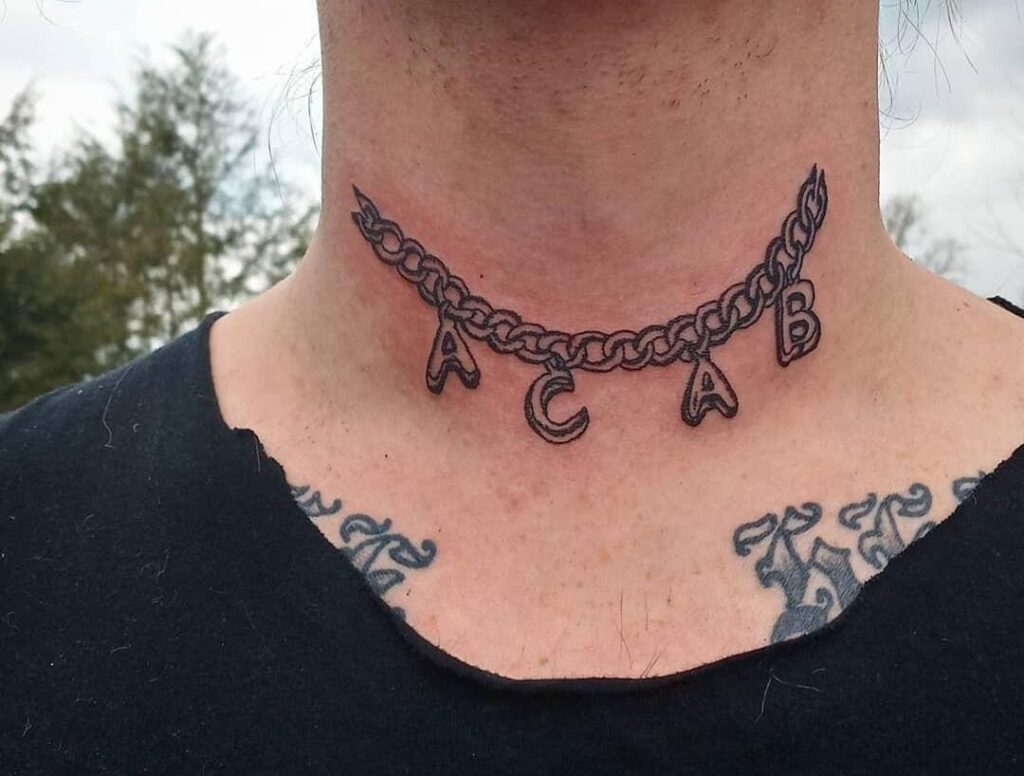 Necklace neck tattoo