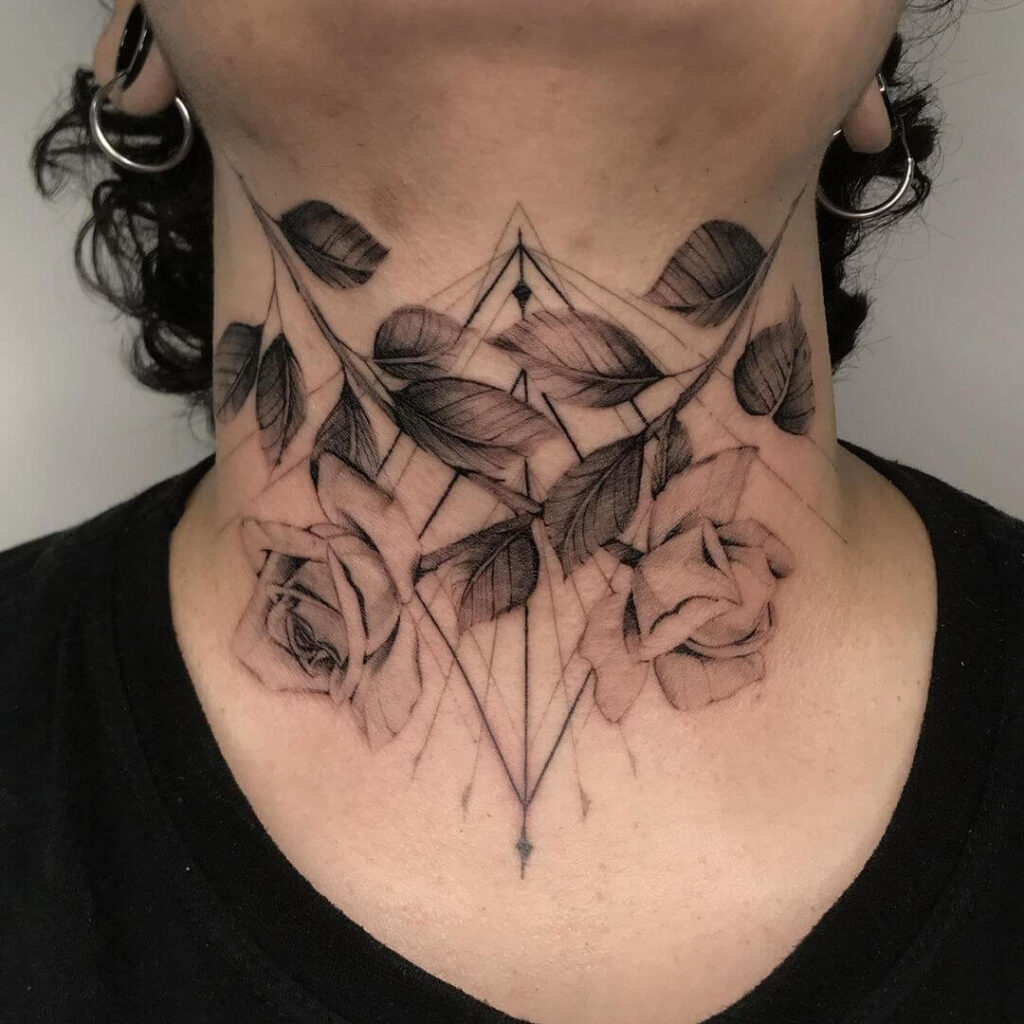 Symmetric neck tattoo
