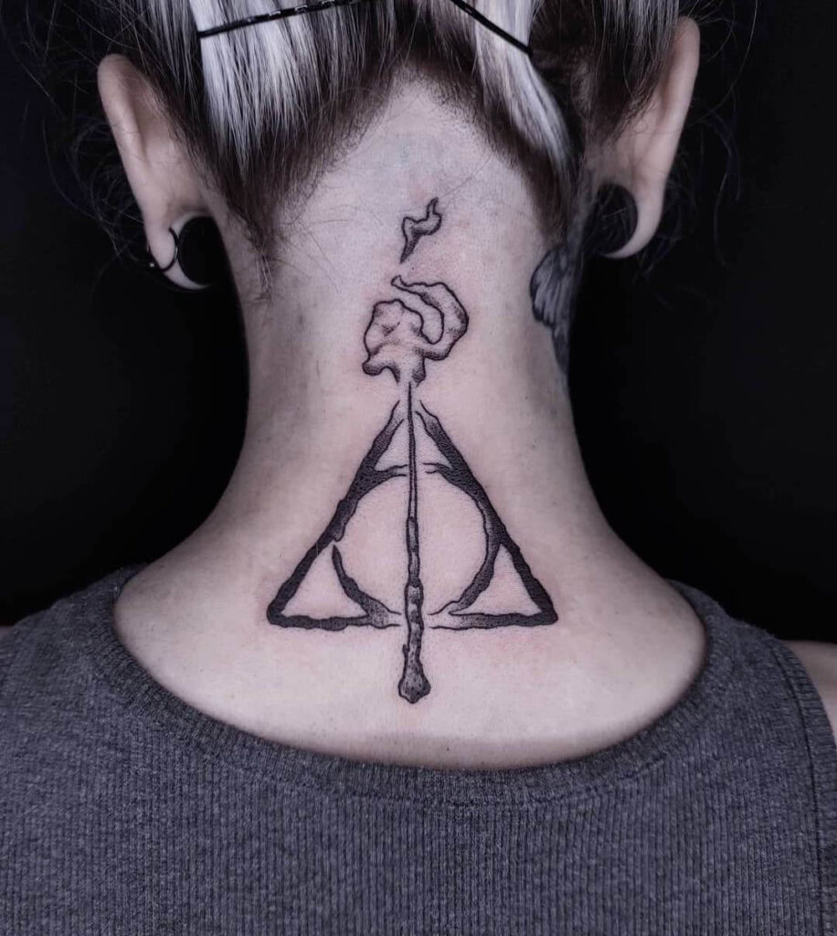 Creative magician neck tattoo