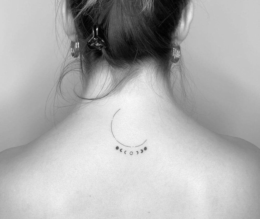 Moon Phase Neck Tattoo