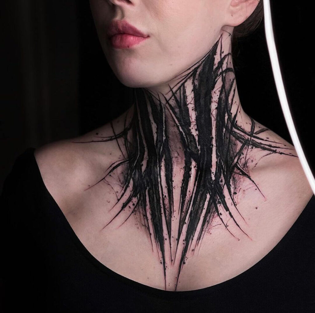 Abstract neck tattoo