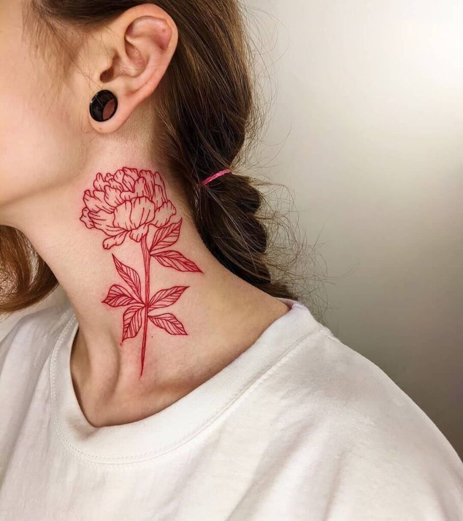 Red rose neck tattoo