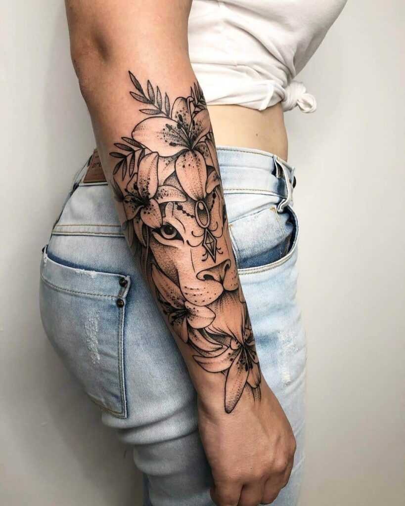 Lion sleeve tattoo