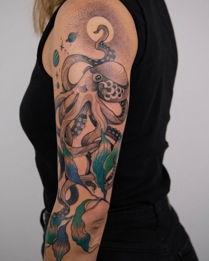 Octopus sleeve tattoo