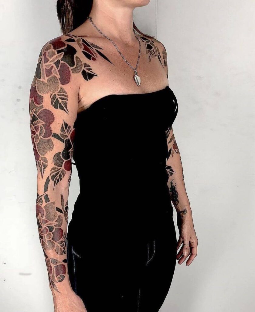 Rose sleeve tattoo
