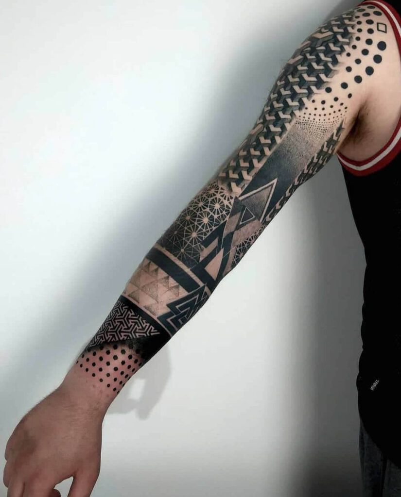 Geometric sleeve tattoo