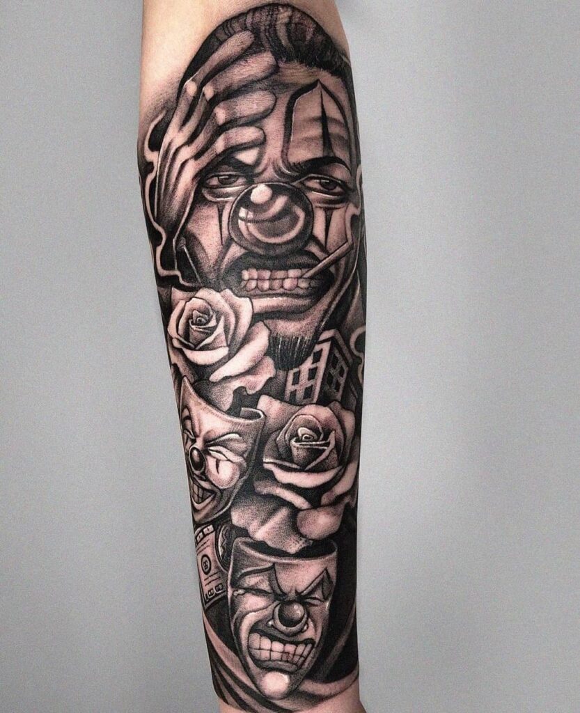 Clown sleeve tattoo