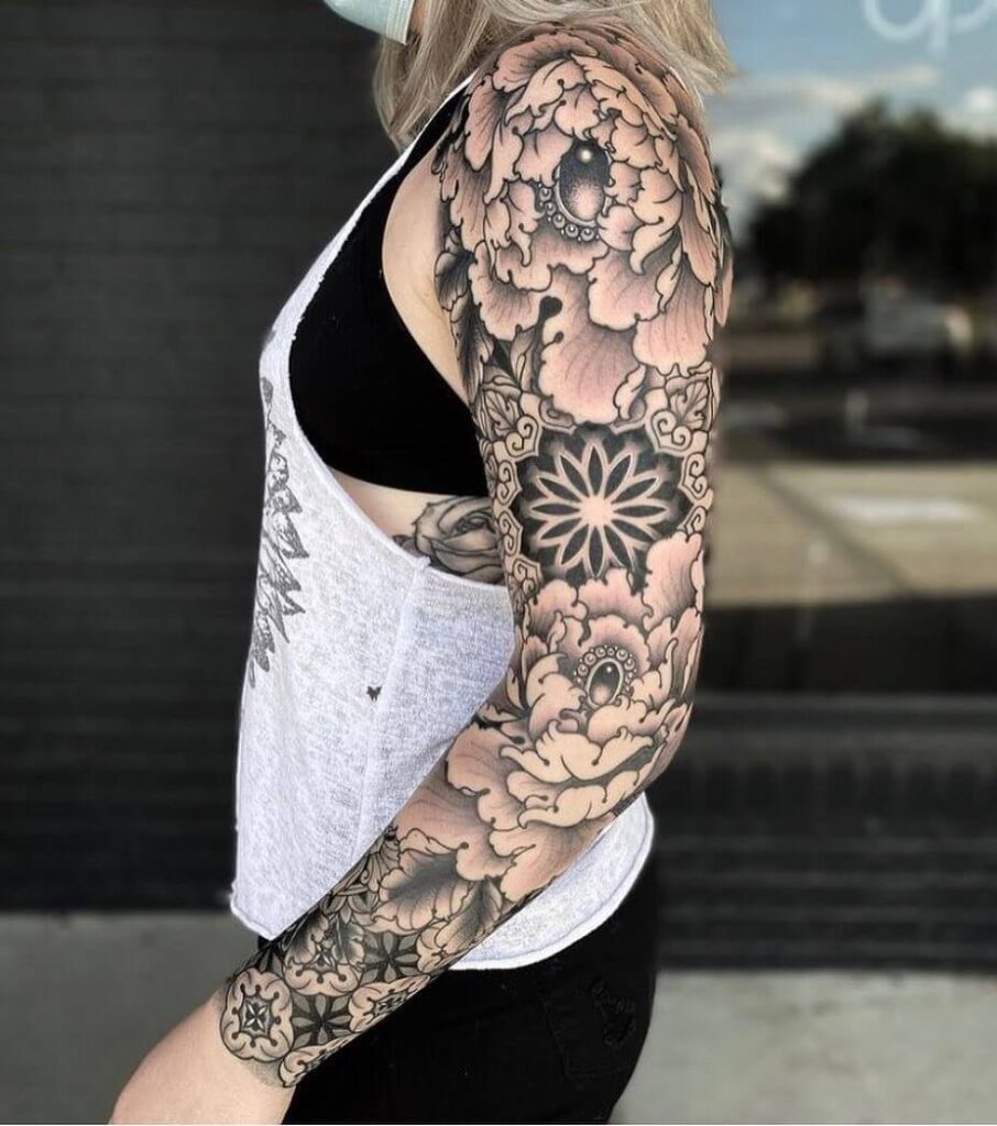 Flower full sleeve tattoo