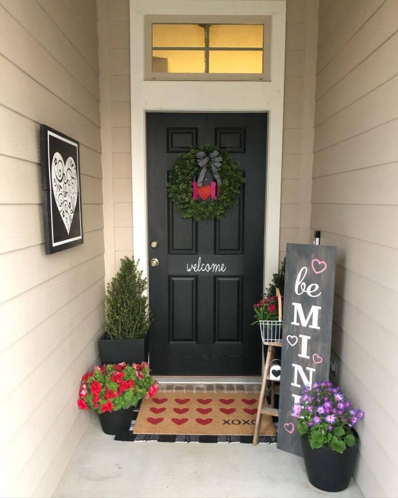 Beautiful Valentine's Day porch decor