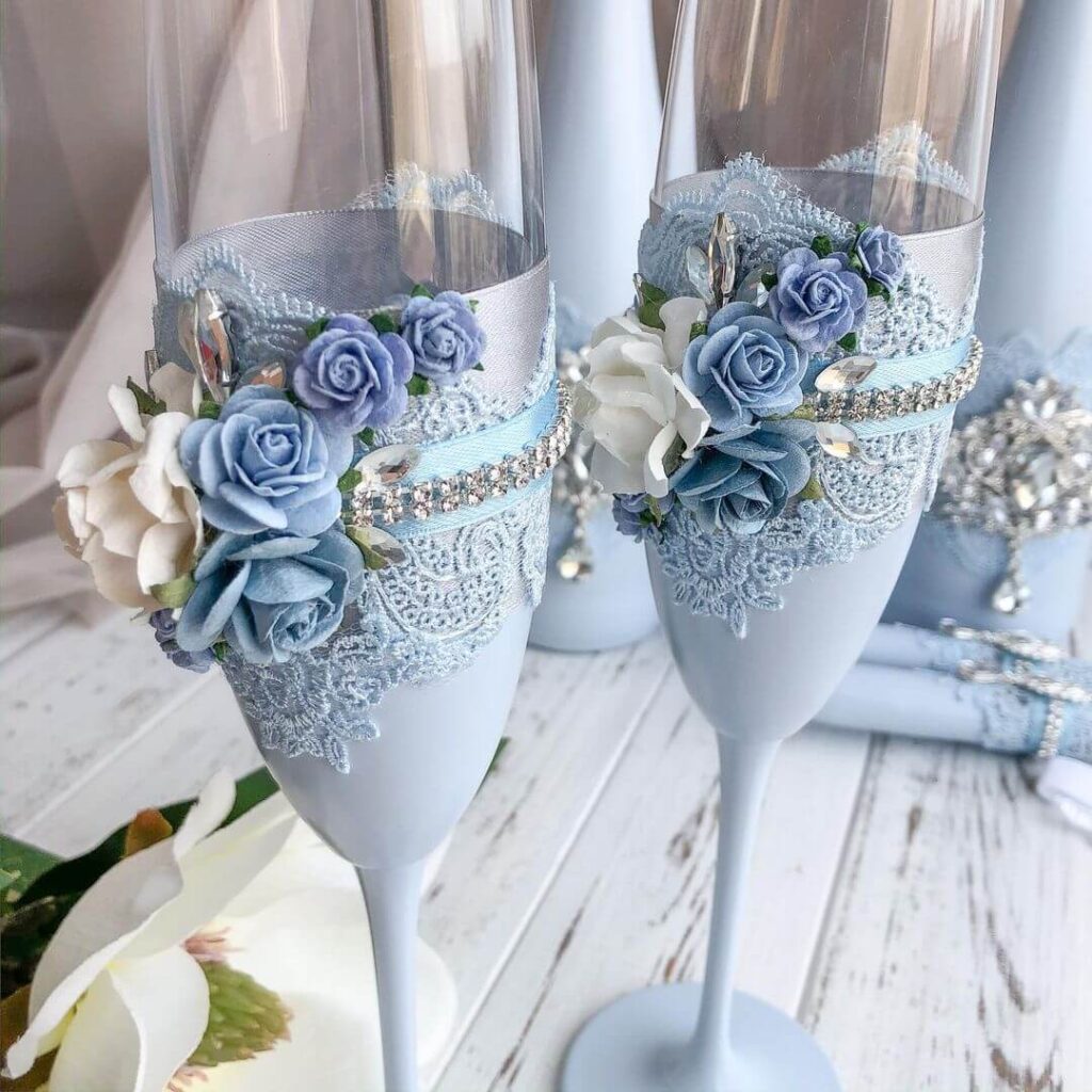 Light blue wedding glass