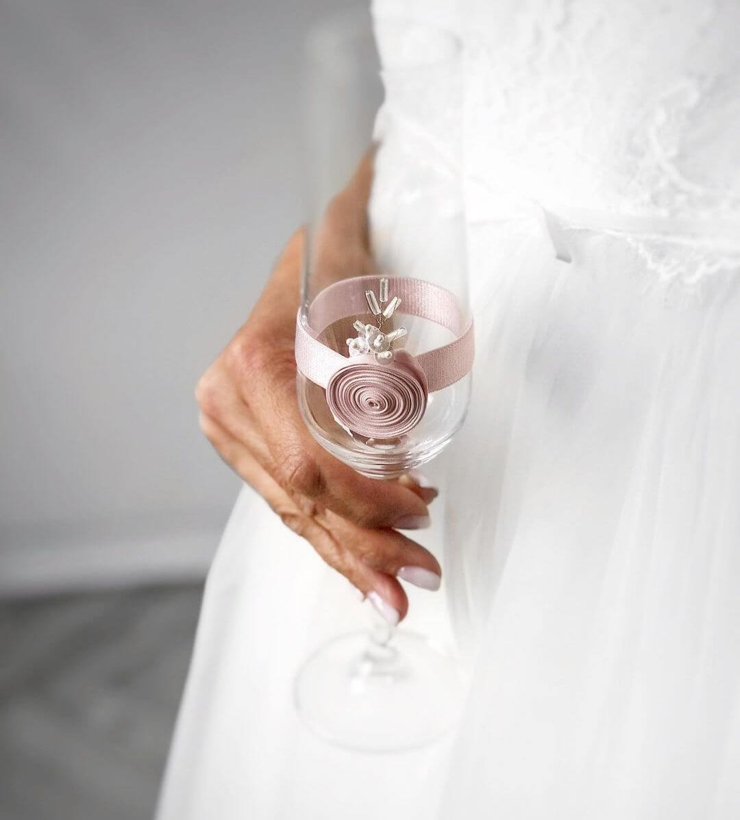 Light pink wedding glass