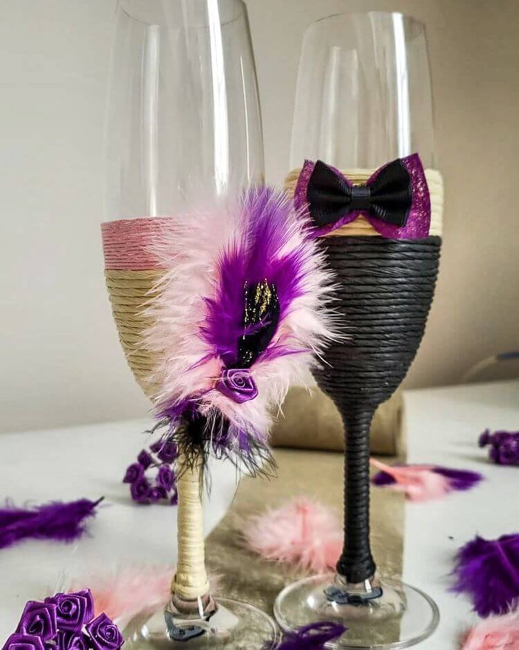 Purple wedding glasses