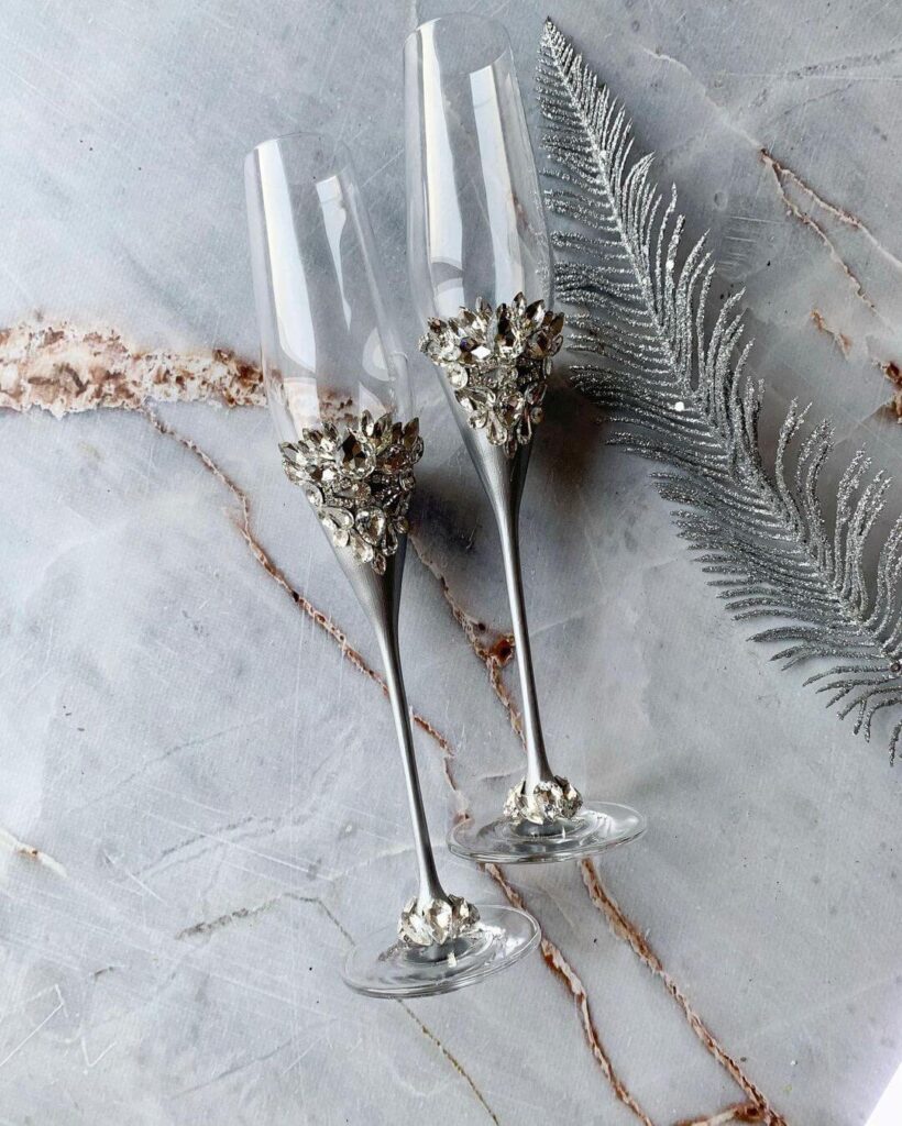 Silver wedding glass