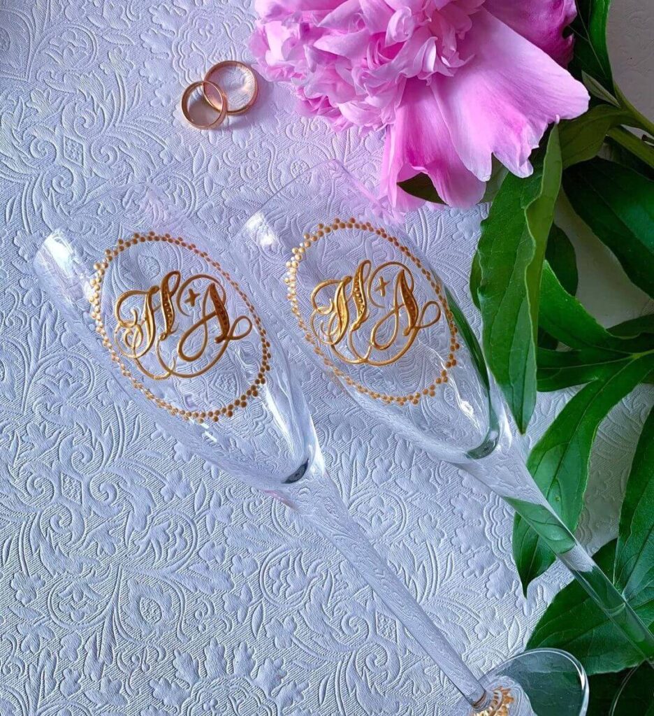 Wedding glasses with initials