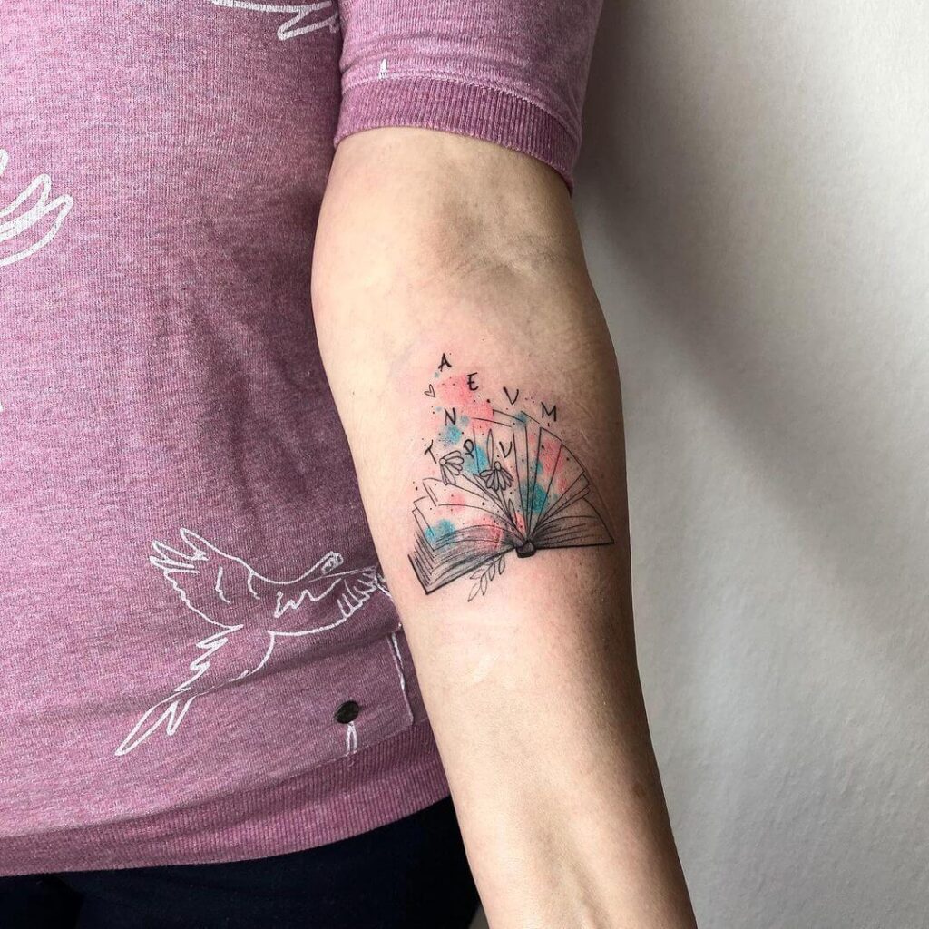 Family Book Watercolor Tattoo