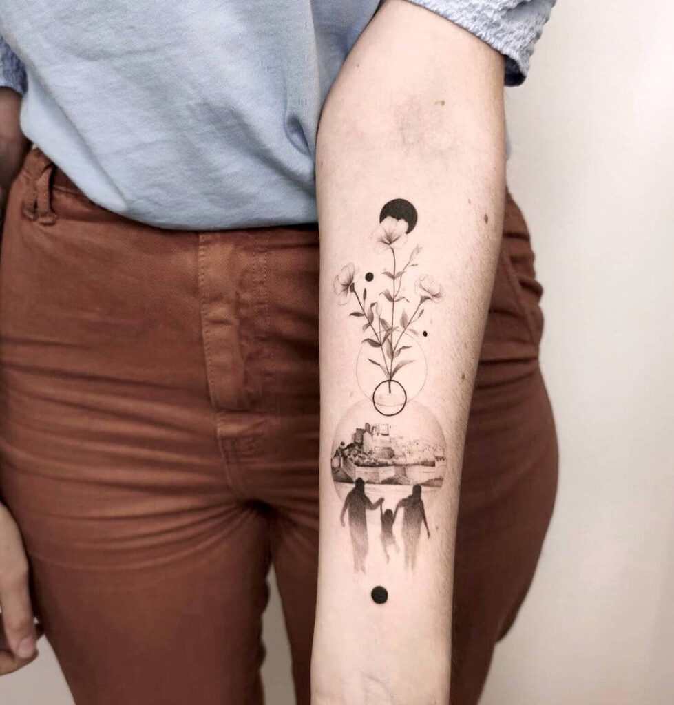 Family tattoo on arm