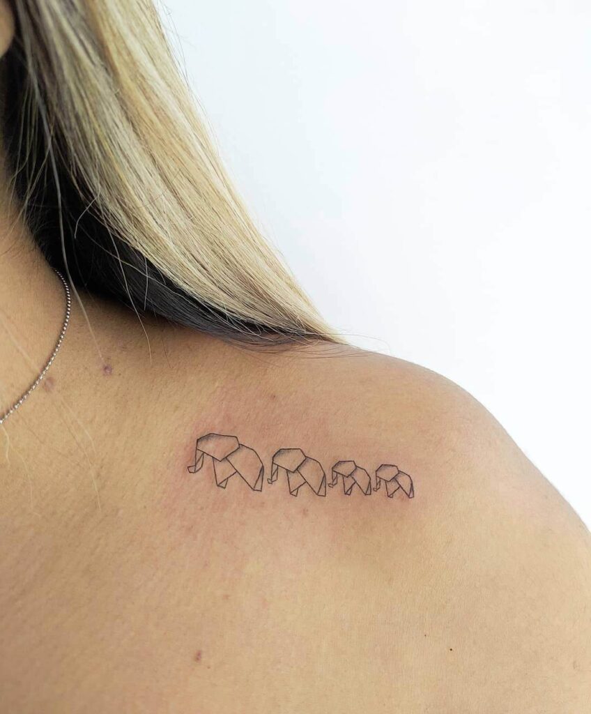 Elephant Family Minimalist Tattoo