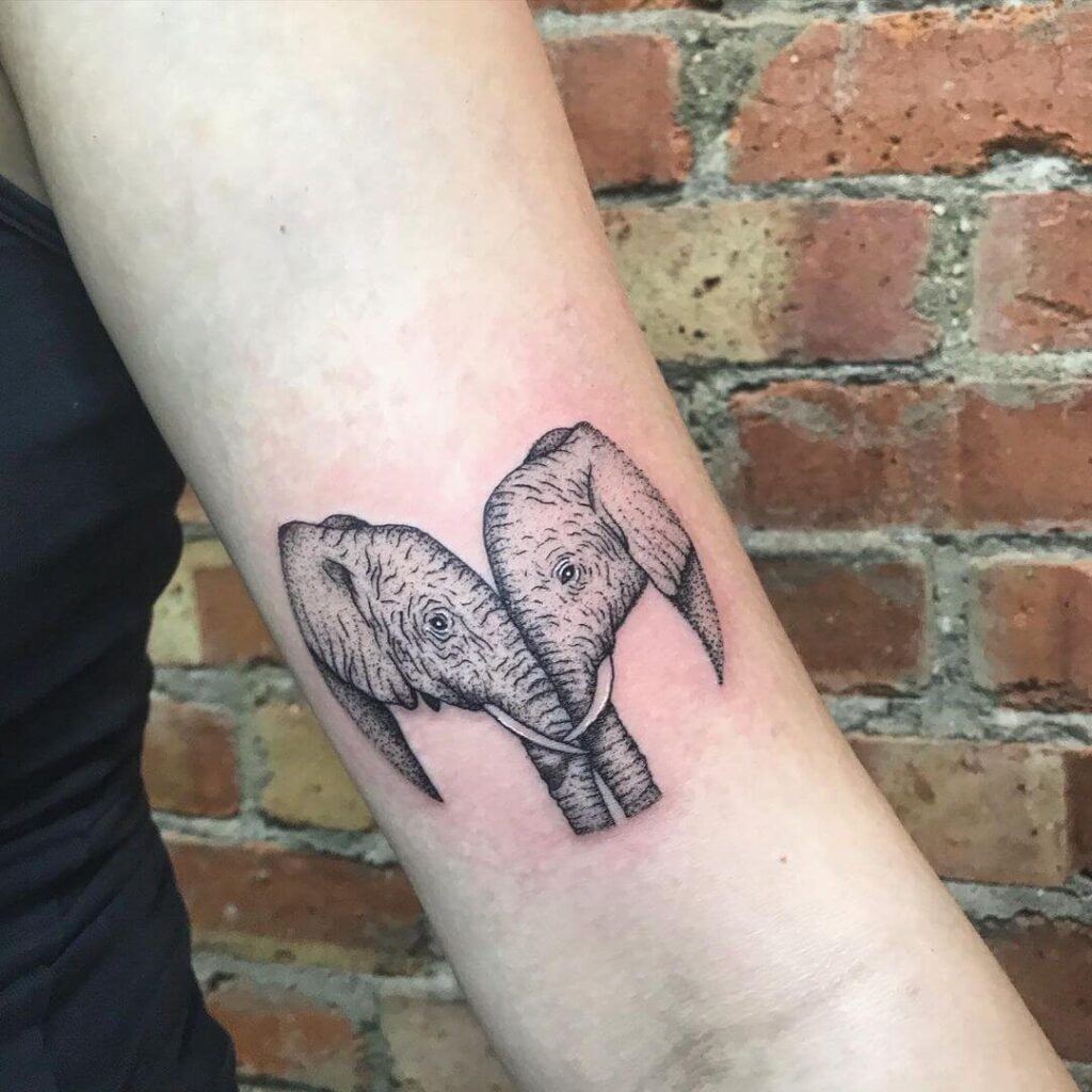 Cute Elephant Family Tattoo