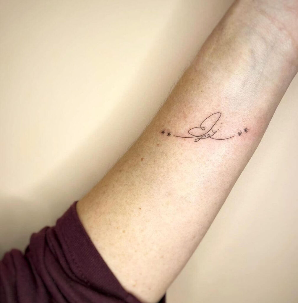 Thin line butterfly family tattoo
