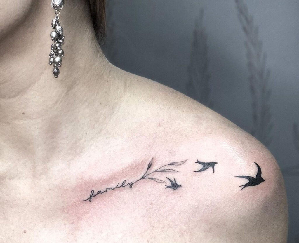Family tattoo on shoulder
