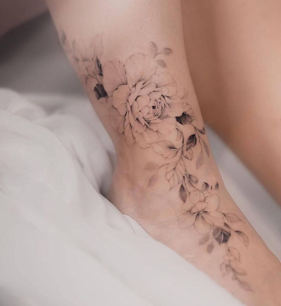 Amazing flower Foot tattoo