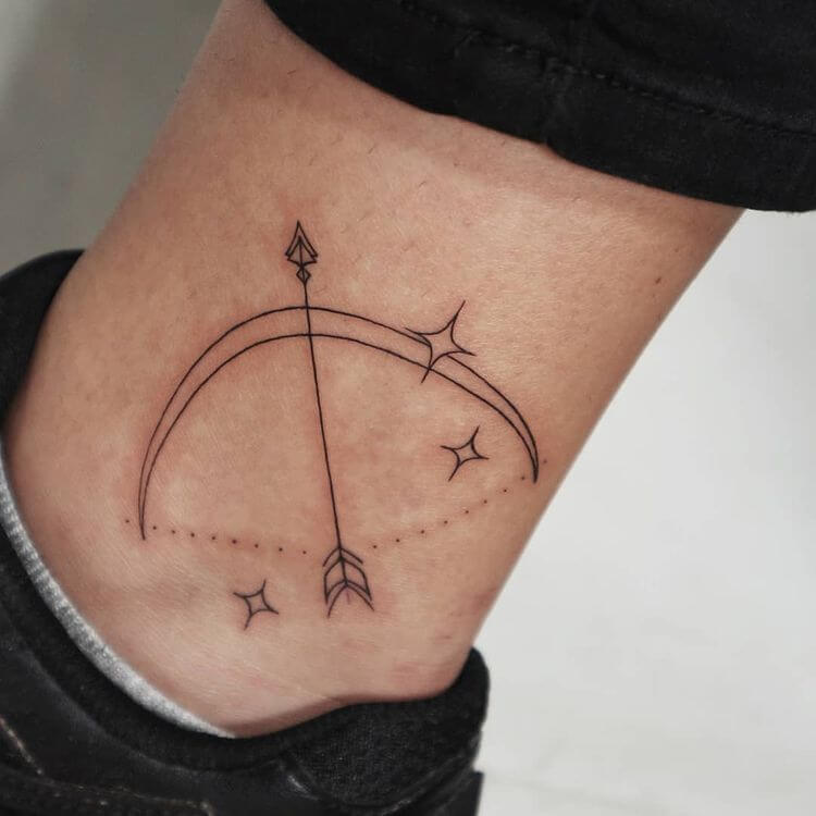 Bow and Arrow Moon Tattoo