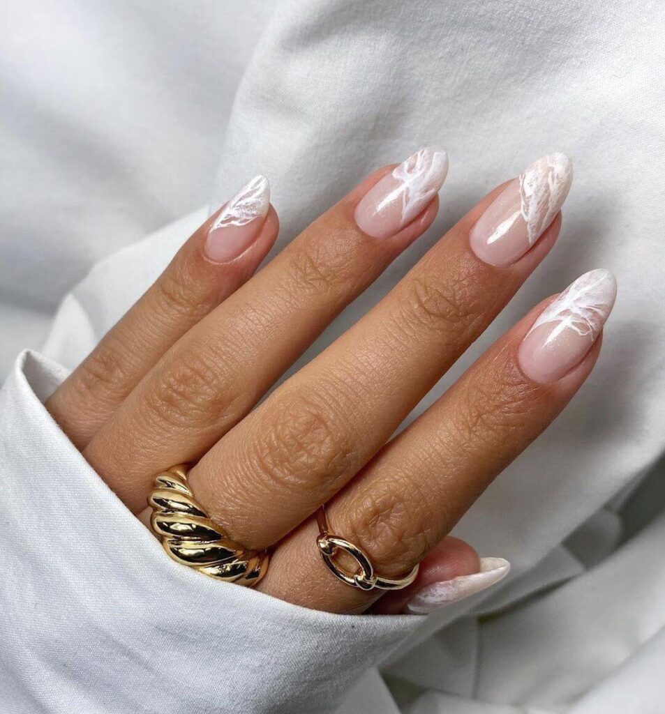 Elegant white French nail
