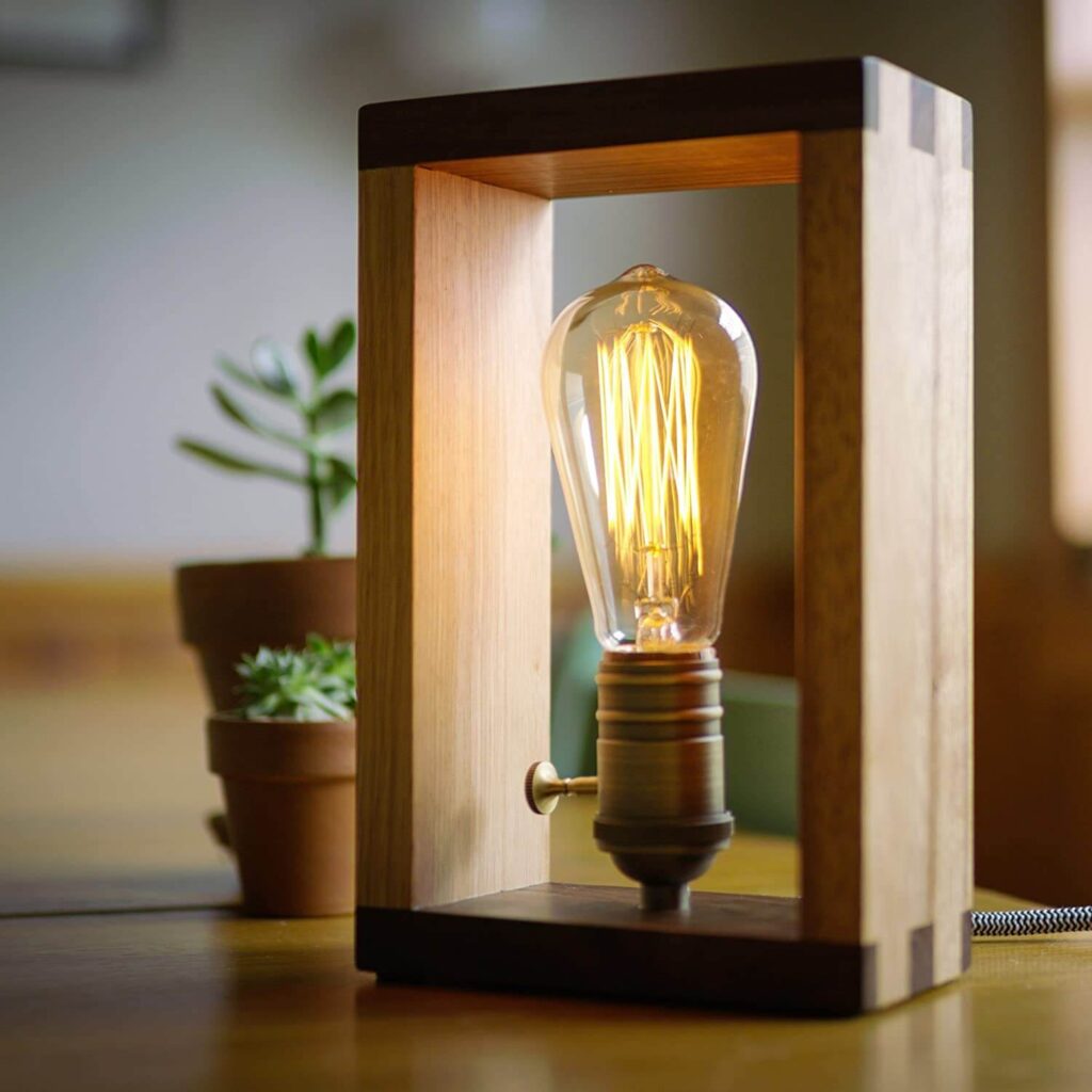 Handmade Wood Desk Lamp