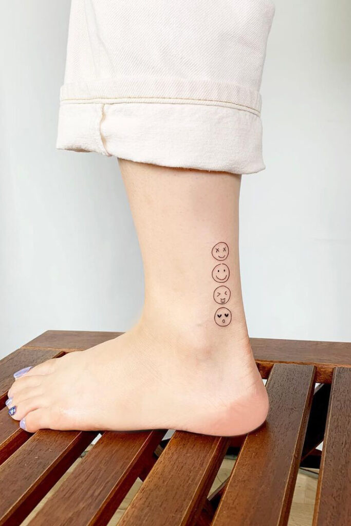 Emoji ankle tattoo