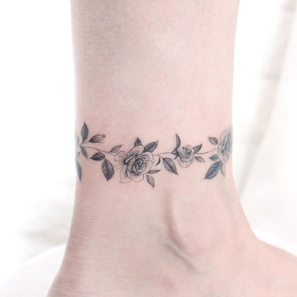 Flower Anklet Tattoo