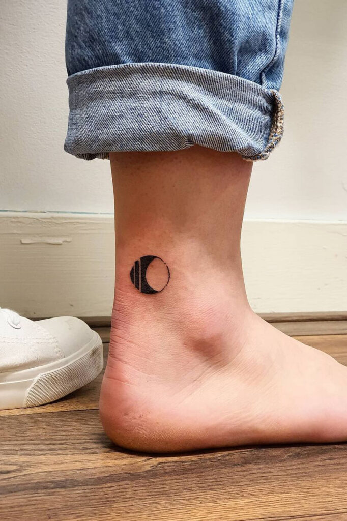 Moon and sun ankle tattoo
