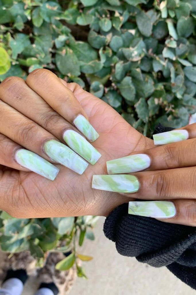 Green marble nails
