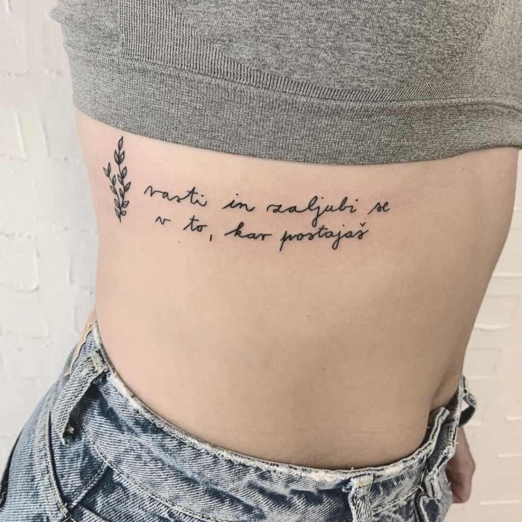 quote tattoo on side body