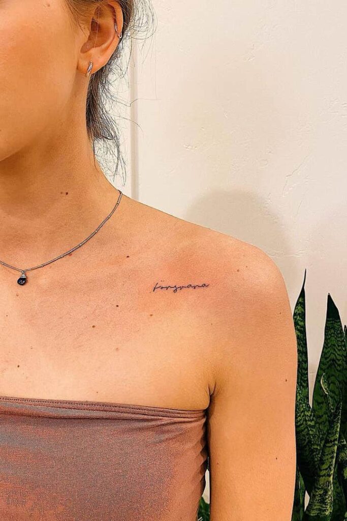 collarbone quote tattoo