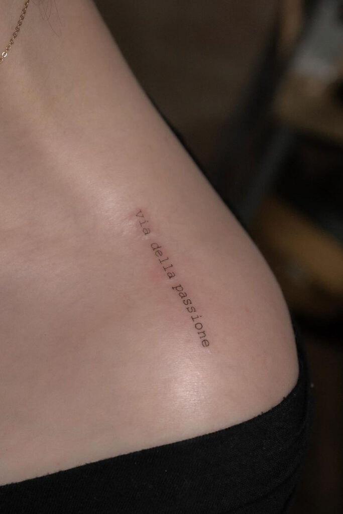 Shoulder quote tattoo