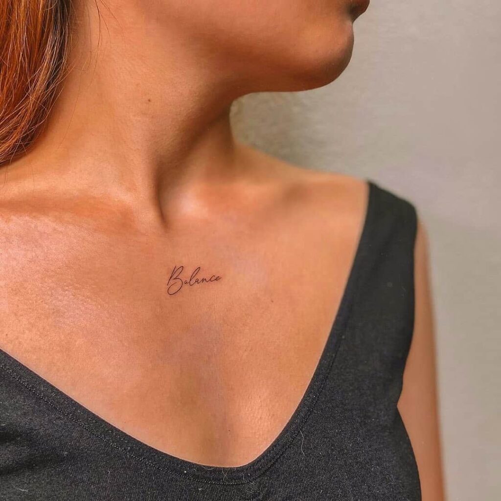 Quote tattoo on chest