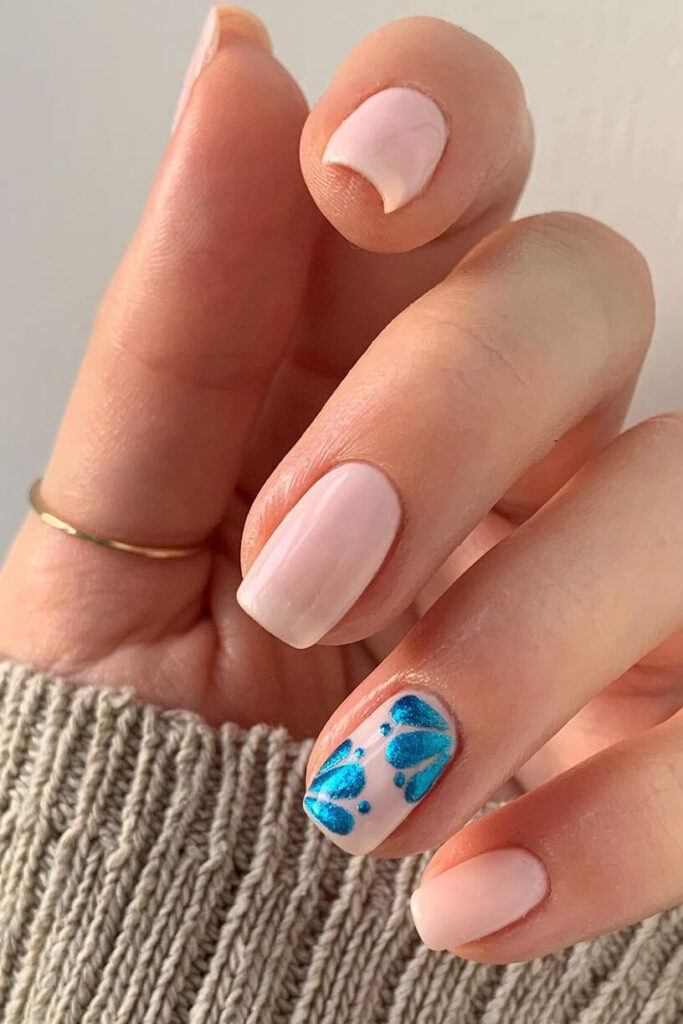 Water drop and flower square nails